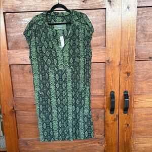 Anthropologie Green and Black Midi Dress -NWT